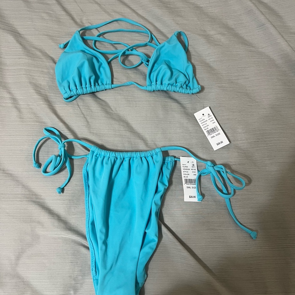 PacSun Blue Bikini Set with Adjustable Straps